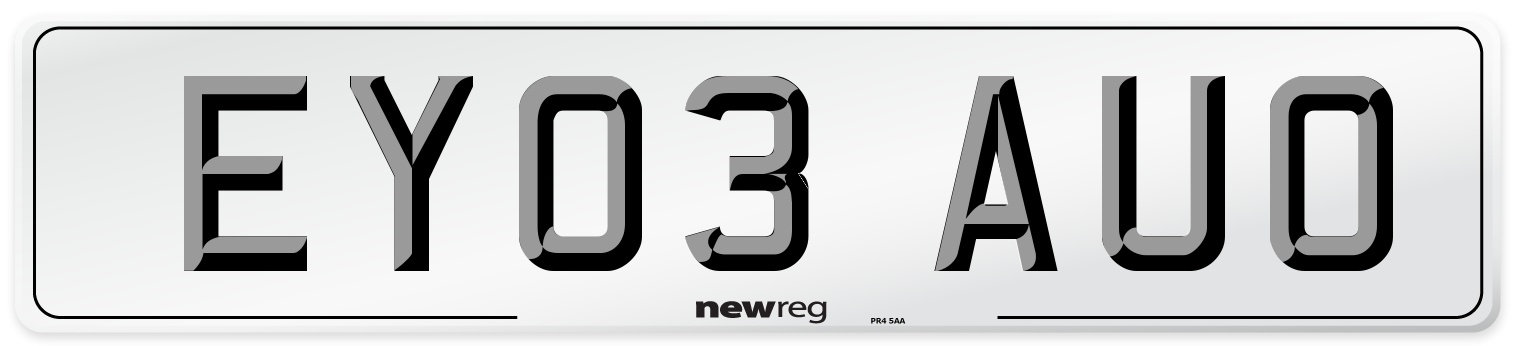 EY03 AUO Number Plate from New Reg